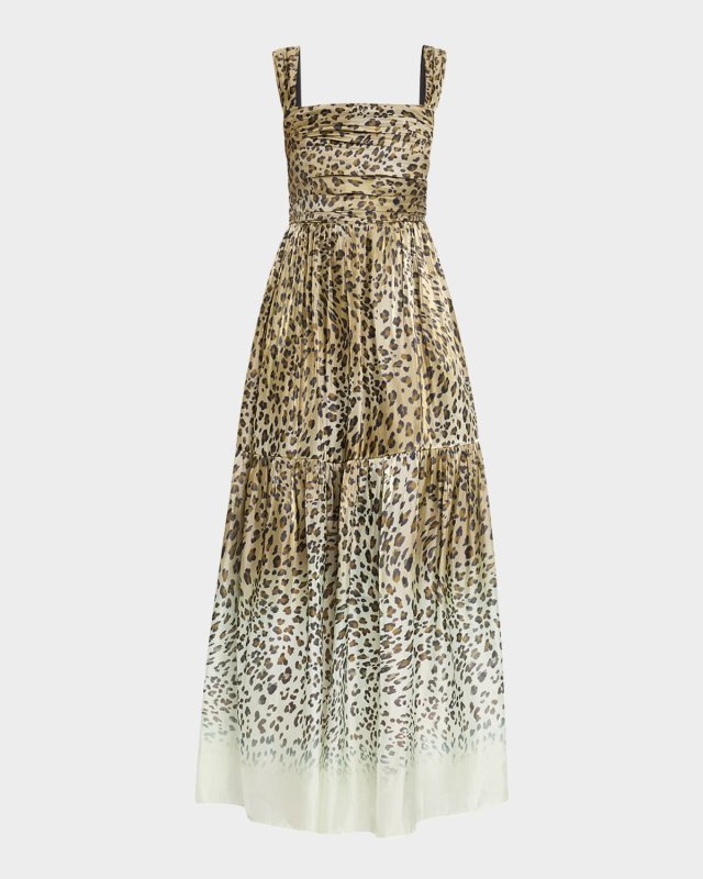 Meira Tiered Leopard-Print Midi Dress